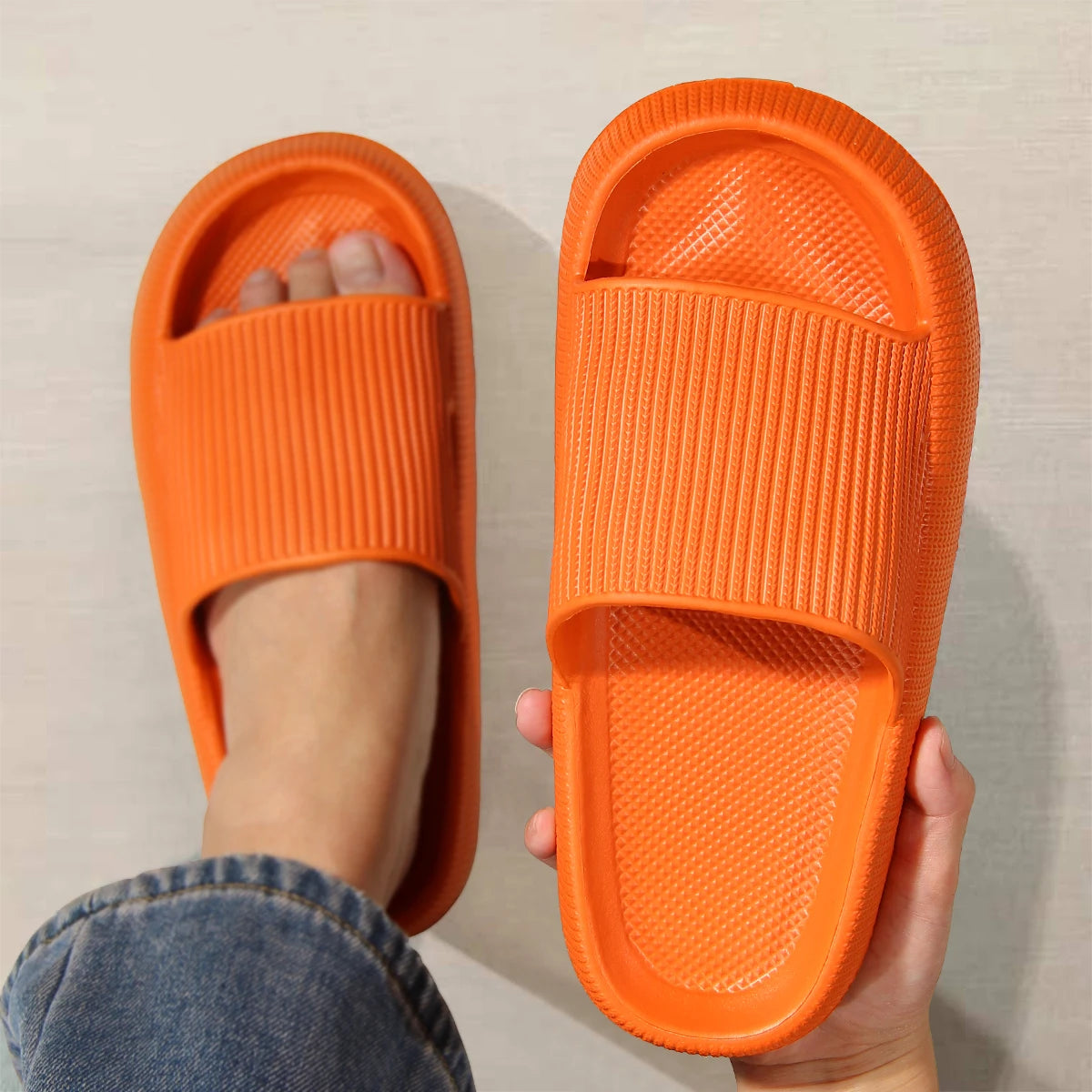 Men's Funny Step-On Slippers Soft Non-Slip EVA Summer Shoes