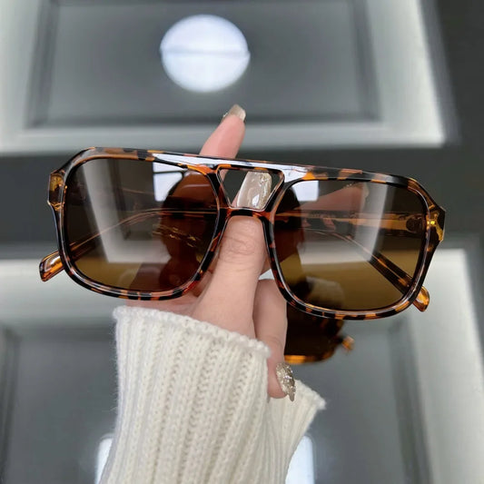 Vintage Square Leopard Sunglasses  UV400 Fashion Shades for Women