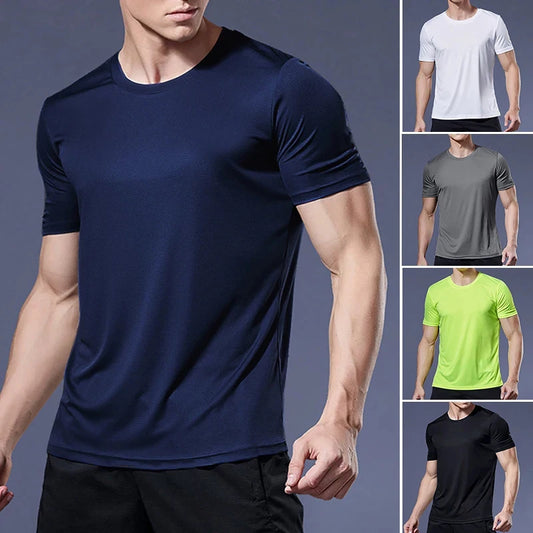 Men's Quick-Dry Gym T-Shirt – Breathable Short Sleeve Running & Fitness Top, Lightweight Sportswear