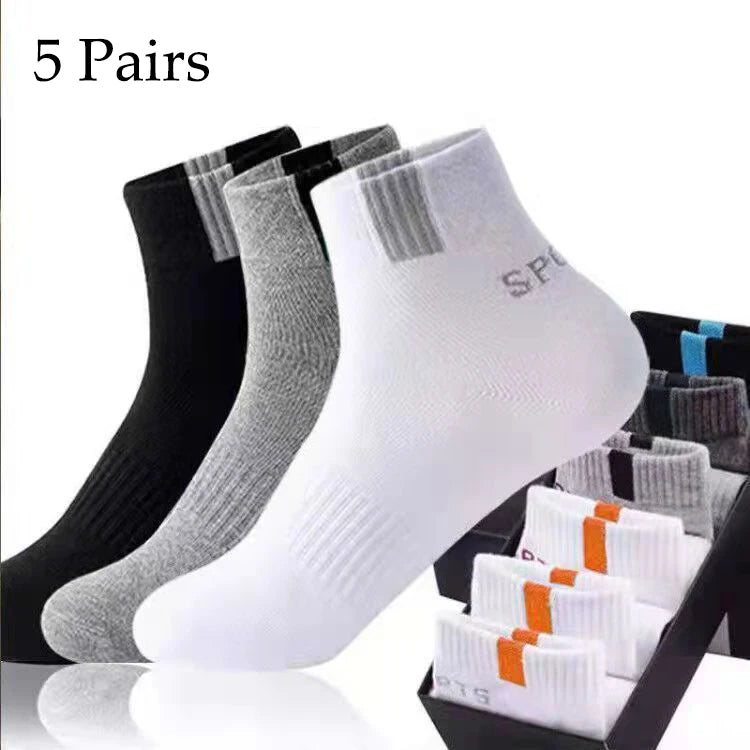 5 Pairs Men's Bamboo Fiber Socks Size 37-43 | Breathable, Deodorant, Autumn-Winter Business & Sports Socks"