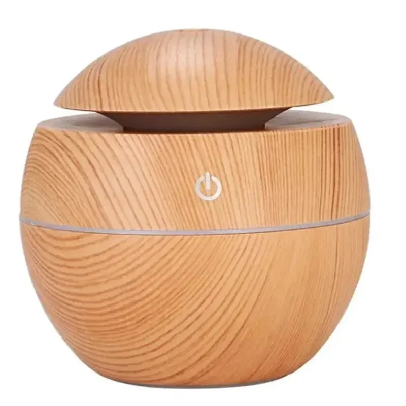 USB Ultrasonic Cool Mist Humidifier Aroma Diffuser Wood Grain Air Purifier