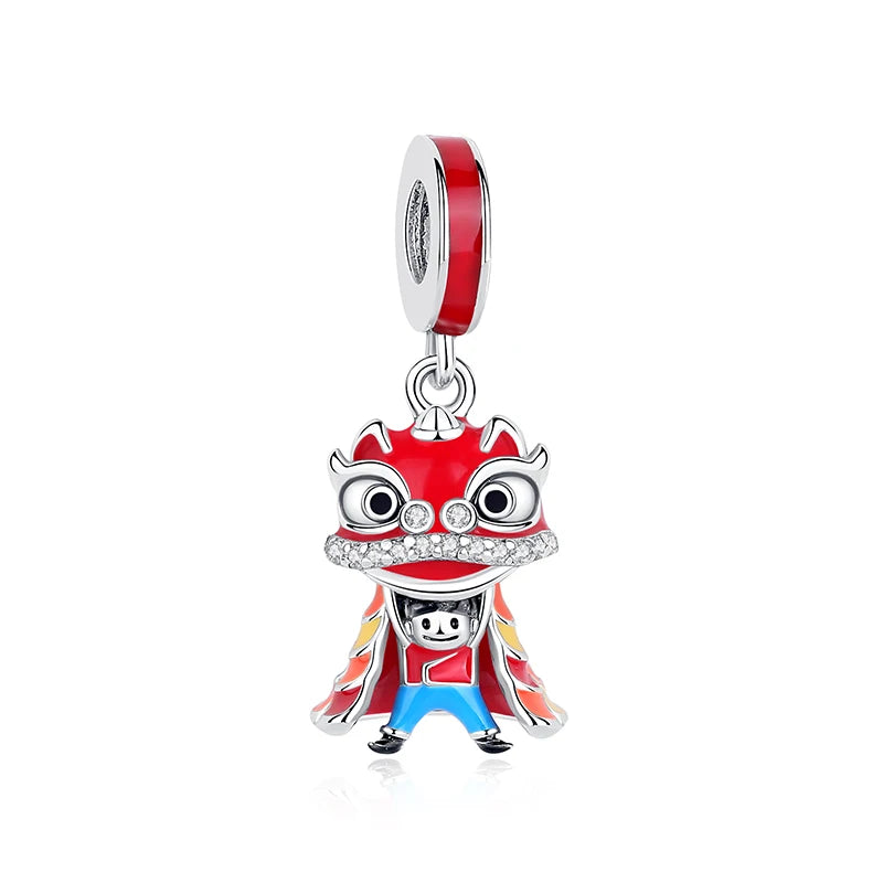 Silver Japanese Doll Fortune Cat Charm Bead for Bracelets