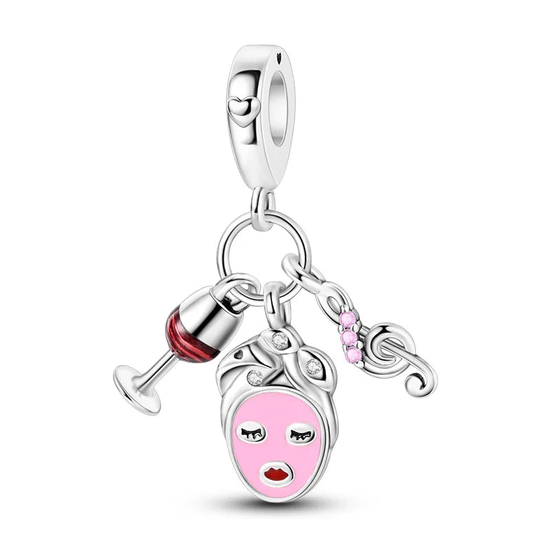 silver Dumbbell Badminn Soccer Charm Beads for Bracelet & Necklace Gift