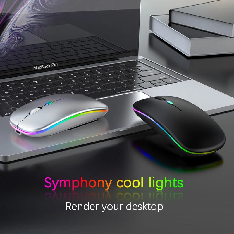 Bluetooth Wireless RGB Mouse Rechargeable for iPad PC Laptop Tablet Phone