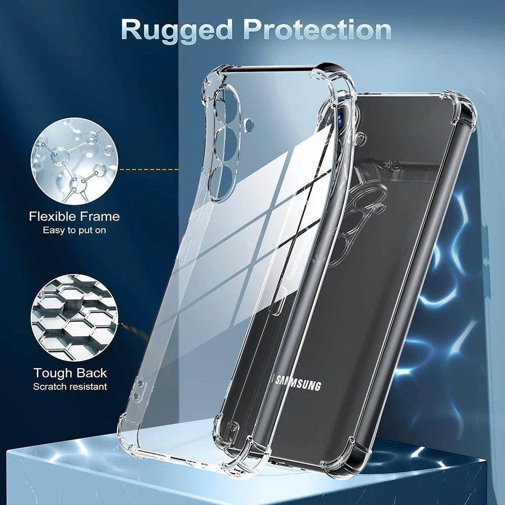 Transparent Silicone Shockproof Case For Samsung Galaxy S25 S24 S23 FE Plus Ultra A55 A35 A25 A15 A54 A34 A24 A14 Clear Bumper