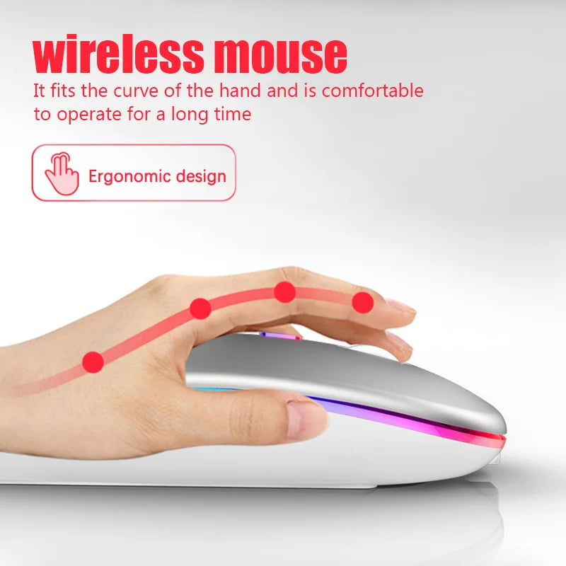 Bluetooth Wireless RGB Mouse Rechargeable for iPad PC Laptop Tablet Phone