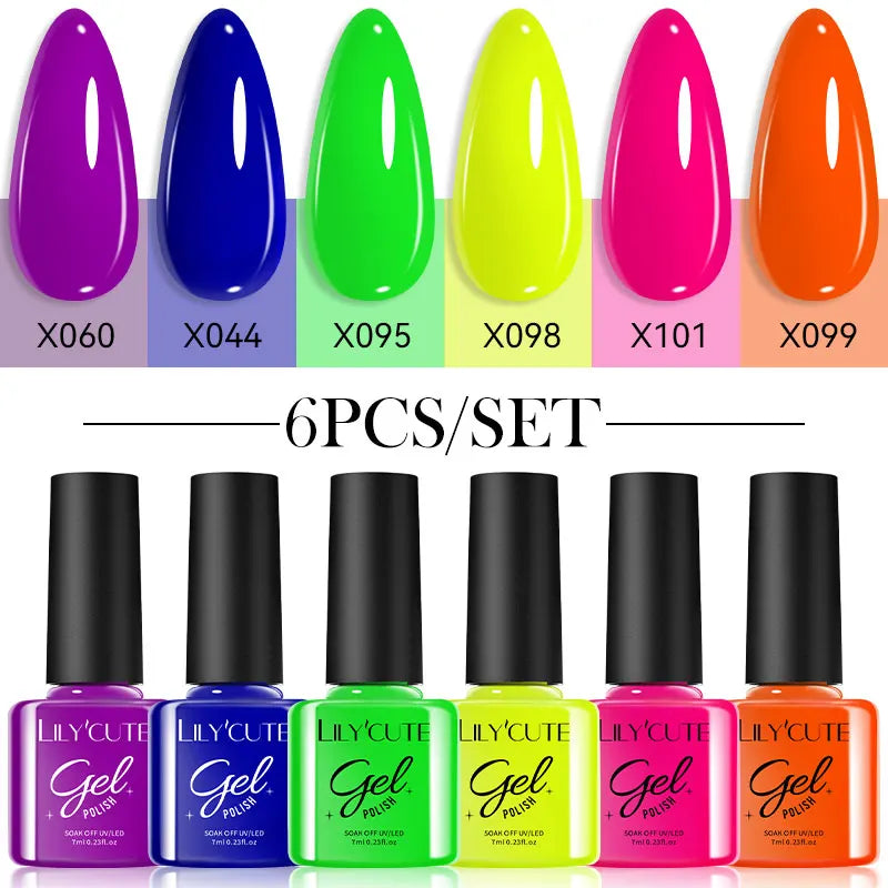 6Pcs 7ml Coffee Series Gel Nail Polish Set Soak Off UV LED Manicure Kit