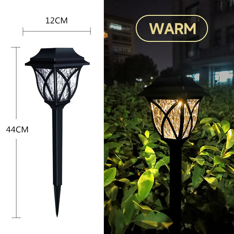 2pcs/Lot Led Solar Lawn Lights Outdoor Waterproof Warm Light Garden Decoration Lamp For Walkway Path Villa Yard Drivewayr