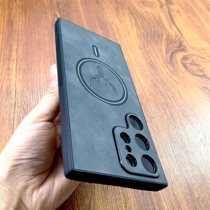Vintage PU Leather Case for Samsung Galaxy MagSfe Wireless Charging Cover