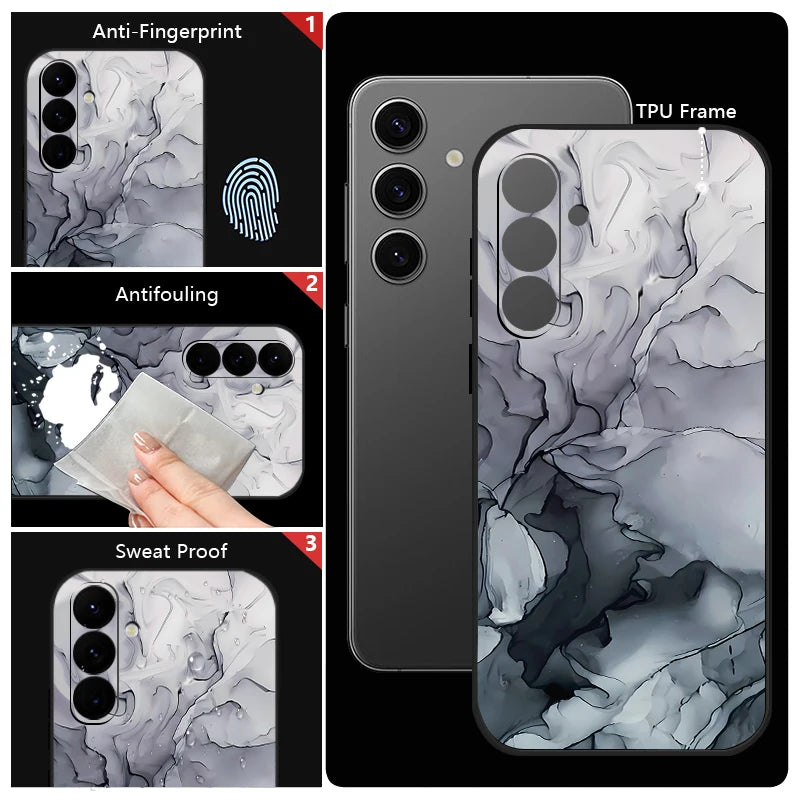 Colorful Marble Soft Case with Lanyard for Samsung Galaxy Phone Cover