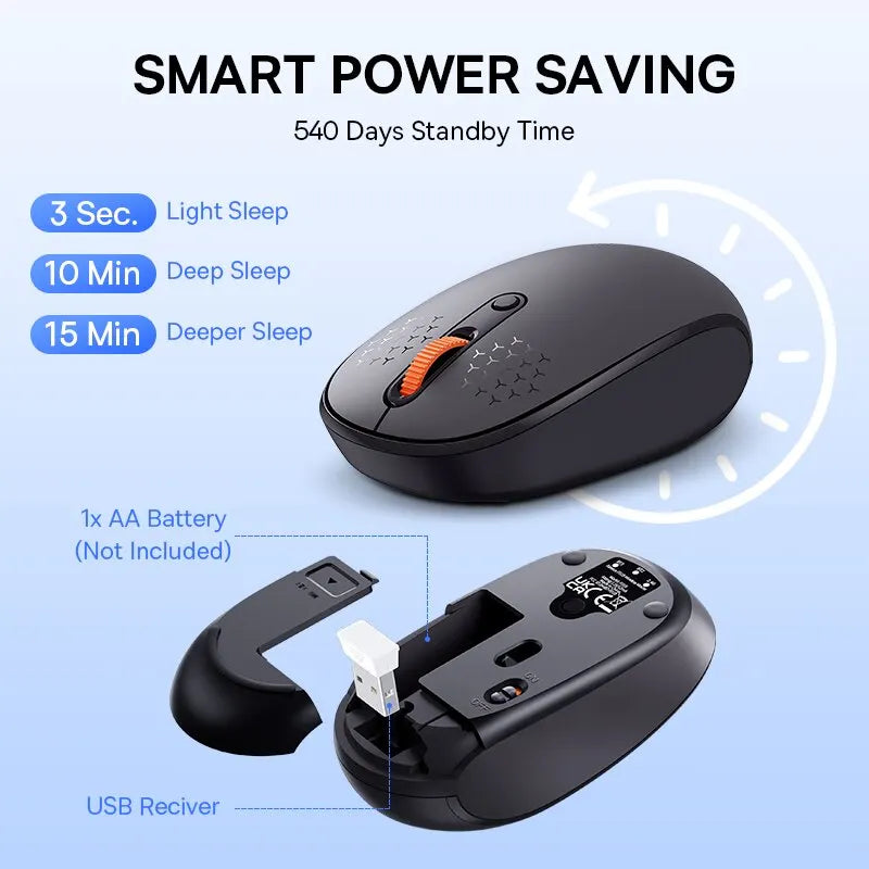 Wireless Bluetooth 5.0 Mouse 1600 DPI Silent Click for Laptop PC Gaming