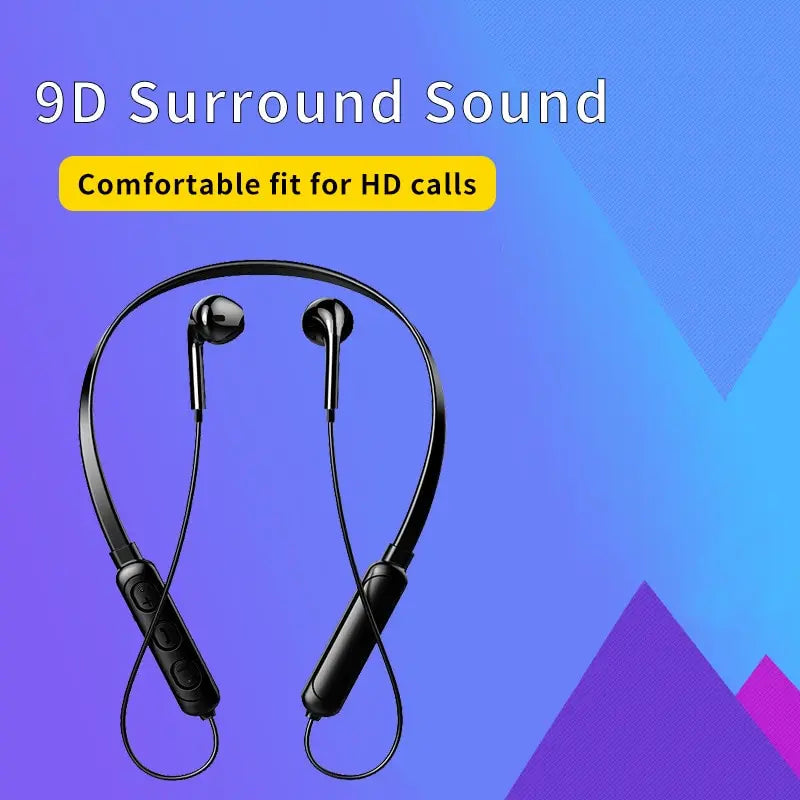 Wireless 9D Bluetooth 5.0 Neckband Headset Stereo, Noise Cancelling, Sports Earphones with Mic