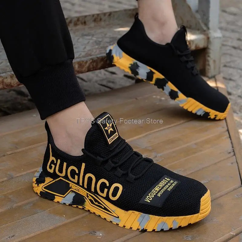 Men's Lightweight Steel Toe Safety Shoes – Breathable Anti-Puncture Boots