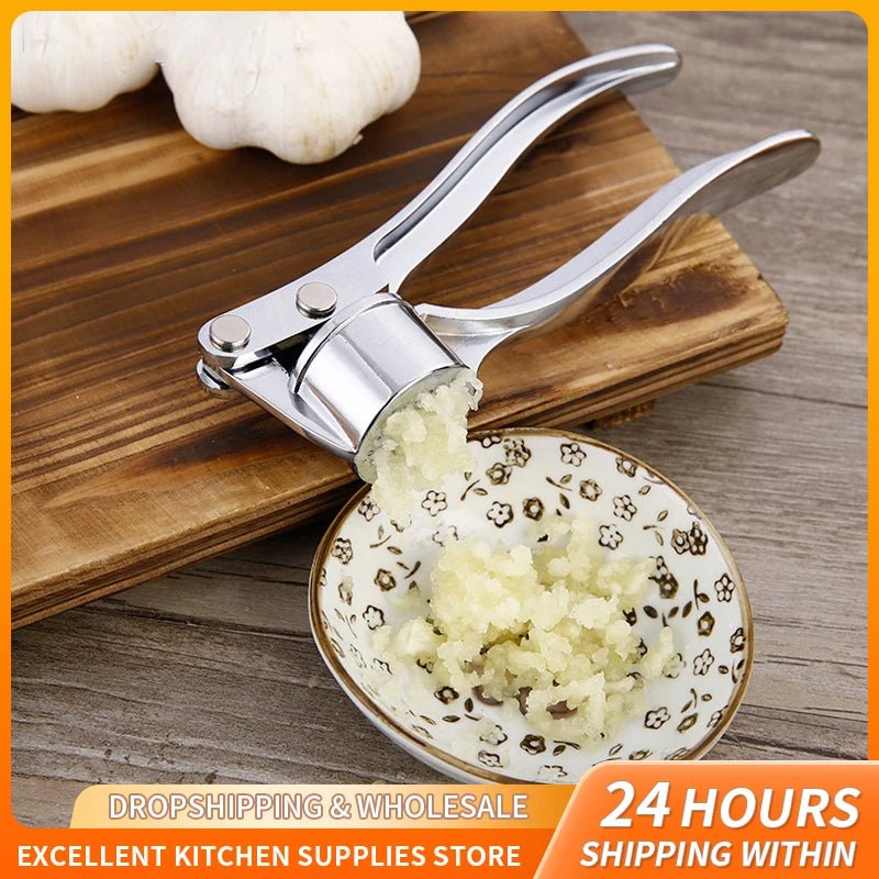 Stainless Steel Garlic Press Crusher Mincer Handheld Garlic Smasher Squeezer Manual P