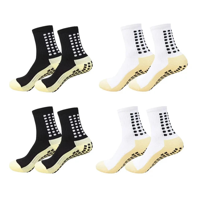 4 Pairs Anti-Slip Sports Socks – Grip Football, Basketball, Tennis, Cycling & Yoga Socks for Men & Women