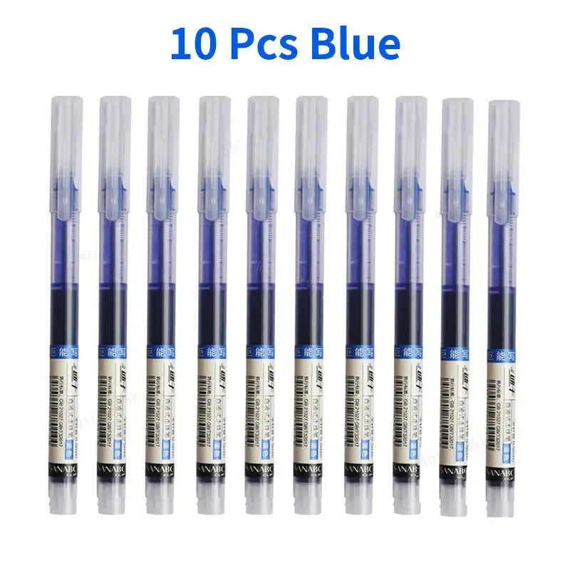 10PCS Needle Tip Gel Pens Liquid Ink Ballpoint for School Office Writing