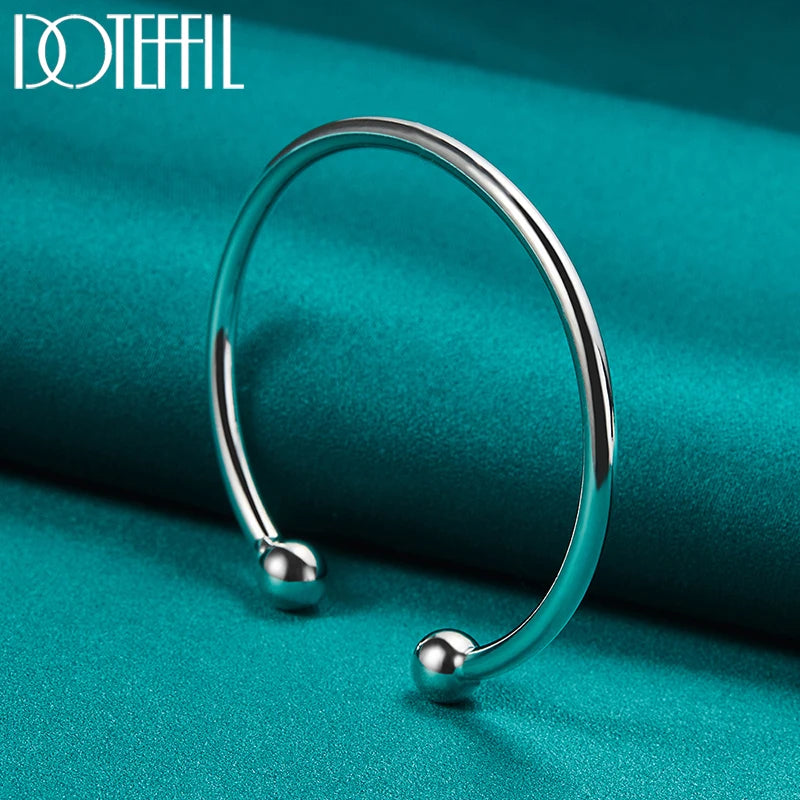 S925 Silver 4mm Smooth Bead Bracelet Bangle for Men & Women Gift
