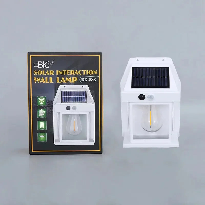 Motion Sensor Solar Wall Lamp Waterproof 3 Modes Outdoor Garden Light