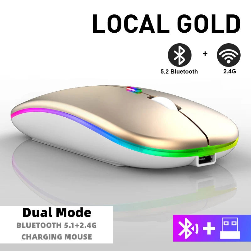 Bluetooth Wireless RGB Mouse Rechargeable for iPad PC Laptop Tablet Phone