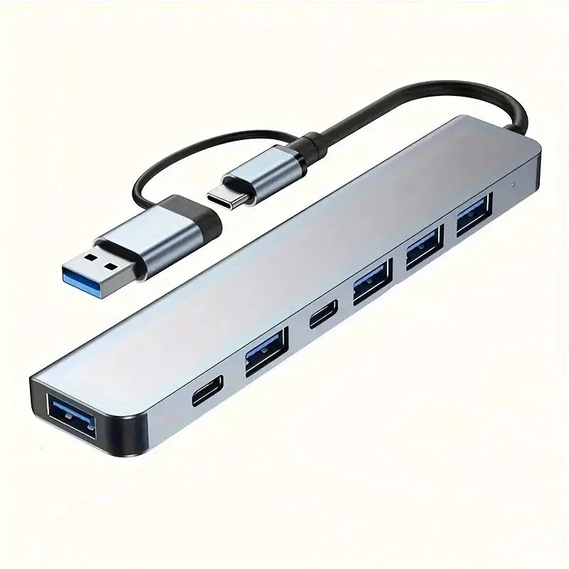 USB C Hub USB Hub 3.0, Aluminum 7 in 1 USB Extender, USB Splitter with USB 3.0, 4 X USB 2.0 and 2 USB C Ports USB Distributor