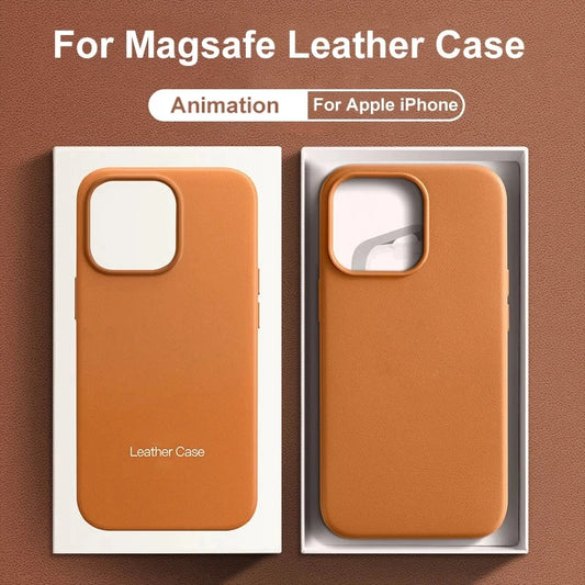 Animated Leather Case for iPhone MagSafe Magnetic Wireless Charging Cover