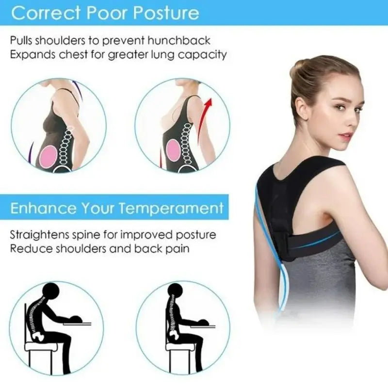 Back Posture Corrector Belt for Men & Women Shoulder Support Straightener