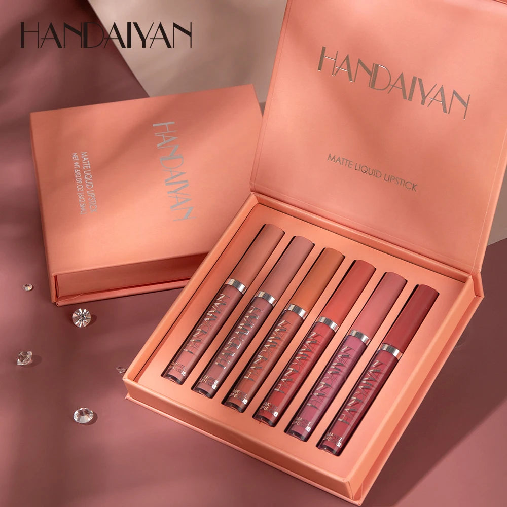 6PCS Non-Stick Matte Liquid Lipstick Set Long-Lasting Lip Gloss Gift Box