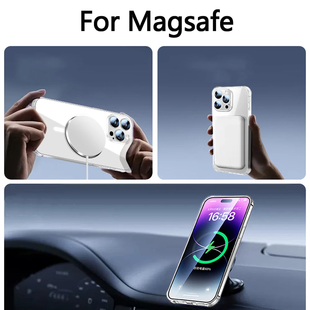 Luxury Plating Magnetic Case For Samsung Galaxy S21 S23 Fe S24 S25 Ultra S22 Plus Magsafe Cover 10H 6K Glas Camera Protect