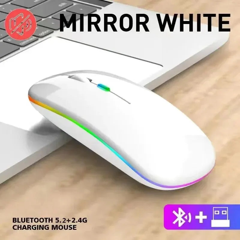 Rechargeable Wireless Mouse Silent LED Backlit Dual Mode for PC Laptop