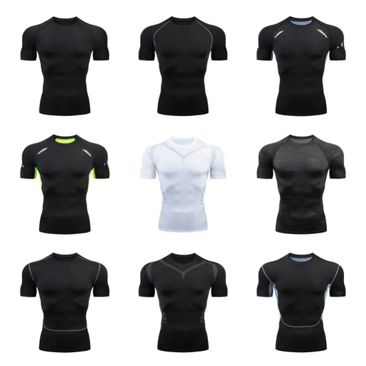 Men's Compression Rash Guard Quick-Dry Short Sleeve Gym, Running & Cycling T-Shirt, Workout Training Base Layer