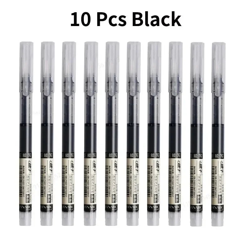 10PCS Needle Tip Gel Pens Liquid Ink Ballpoint for School Office Writing