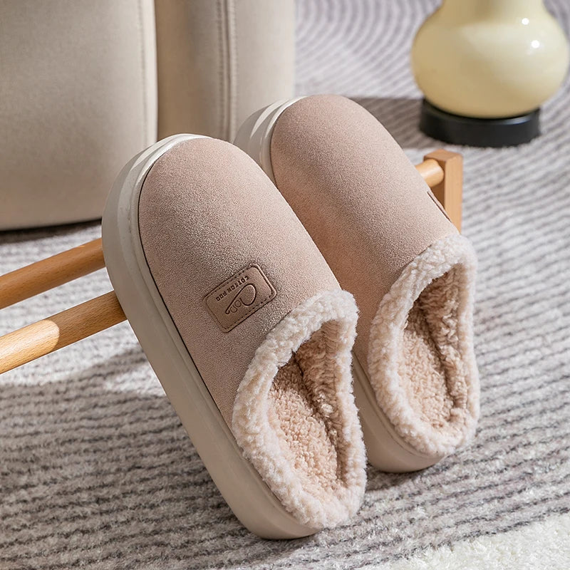 Warm Cotton Slippers for Men & Women Non-Slip Plush Indoor Sandals, Thick Sole, Winter 2024 Home Shoes"