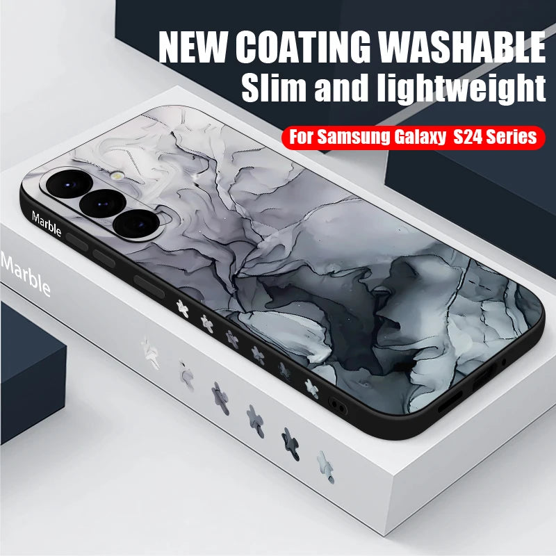 Colorful Marble Soft Case with Lanyard for Samsung Galaxy Phone Cover