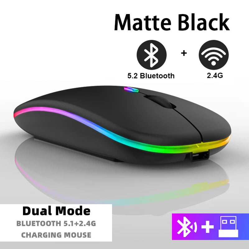 Bluetooth Wireless RGB Mouse Rechargeable for iPad PC Laptop Tablet Phone