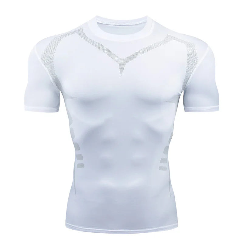 Men's Compression Rash Guard Quick-Dry Short Sleeve Gym, Running & Cycling T-Shirt, Workout Training Base Layer