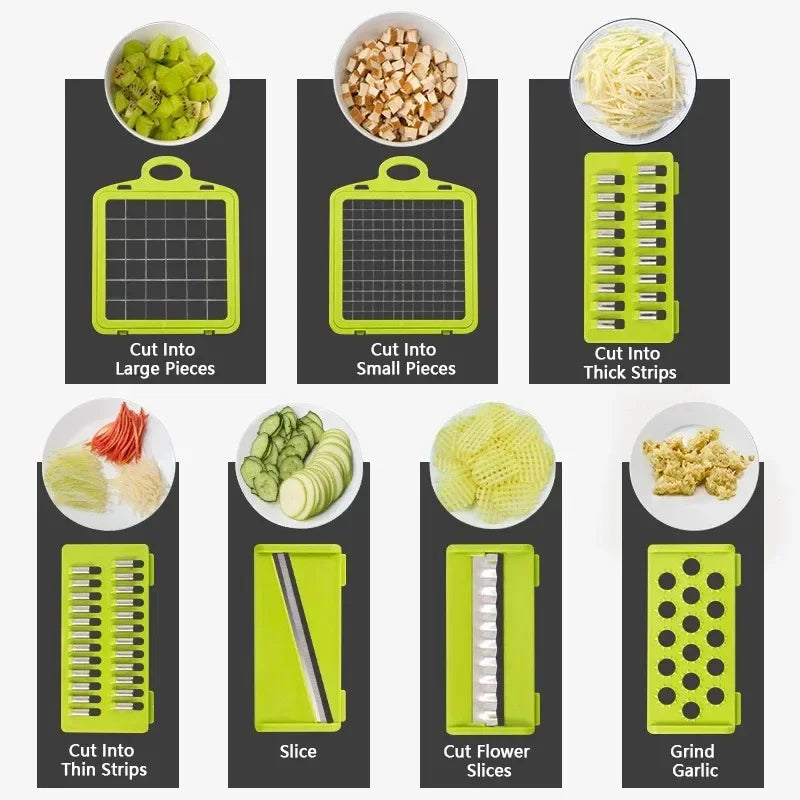 14 in 1 Multifunctional Vegetable Chopper Handle Food Grate Food Chopper Vegetable Slicer Dicer Cut Kitchen Items cocina