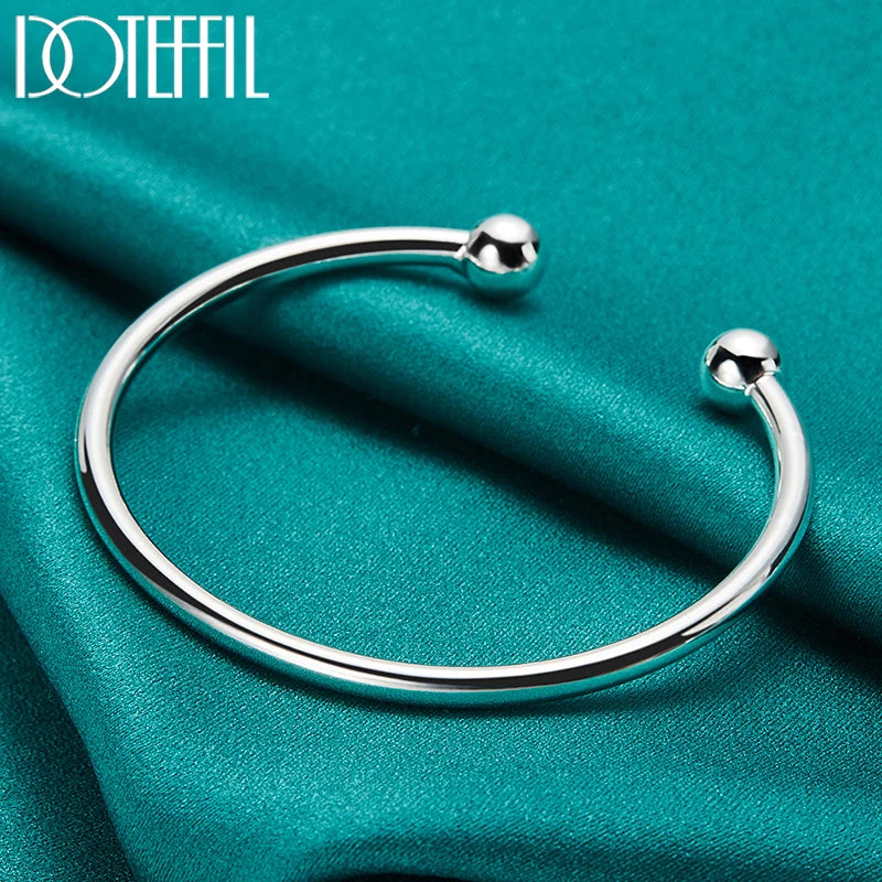 S925 Silver 4mm Smooth Bead Bracelet Bangle for Men & Women Gift