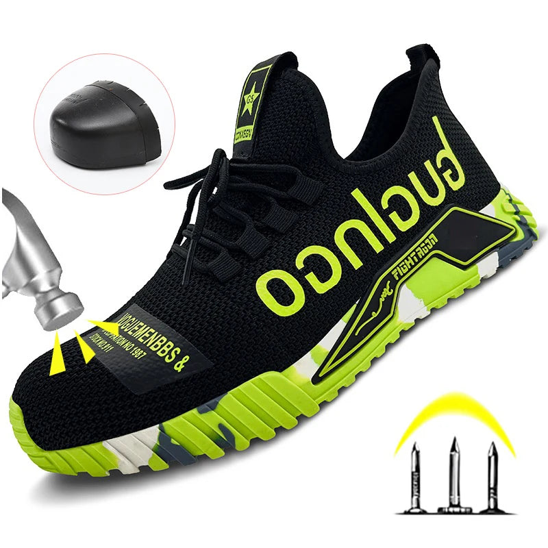 Men's Lightweight Steel Toe Safety Shoes – Breathable Anti-Puncture Boots