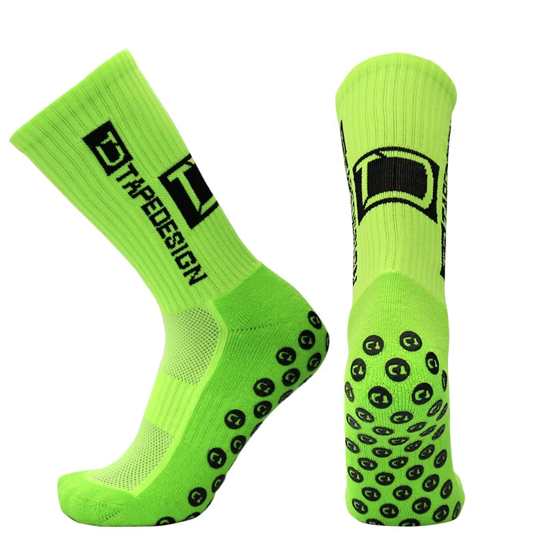 2 Pairs TapeDesign Football Socks Round Silicone Grip, Anti-Slip Sports Socks for Men & Women