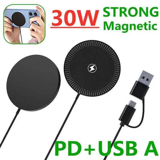 30W Magnetic Wireless Charger Stand Fast Charging for iPhone 15 14 13 12