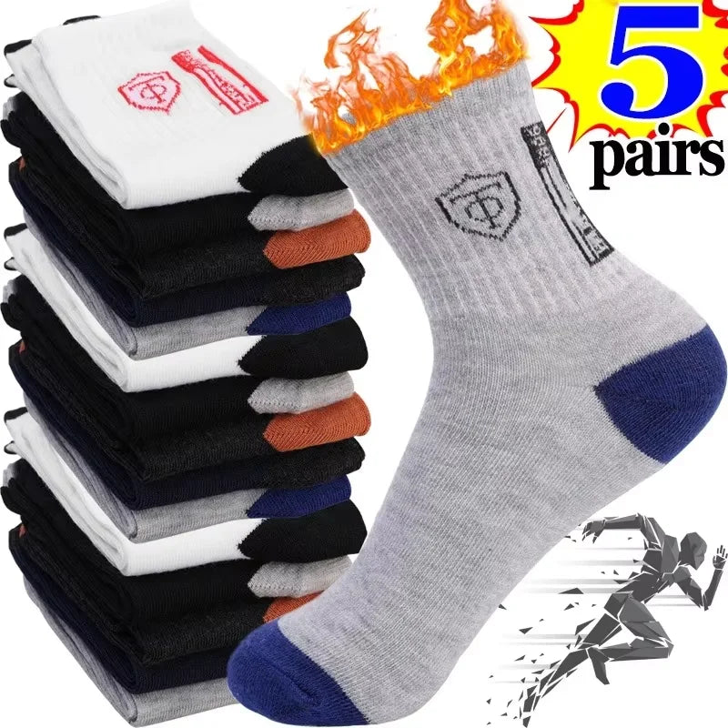 5 Pairs Men's Bamboo Socks Breathable Cotton Winter Business