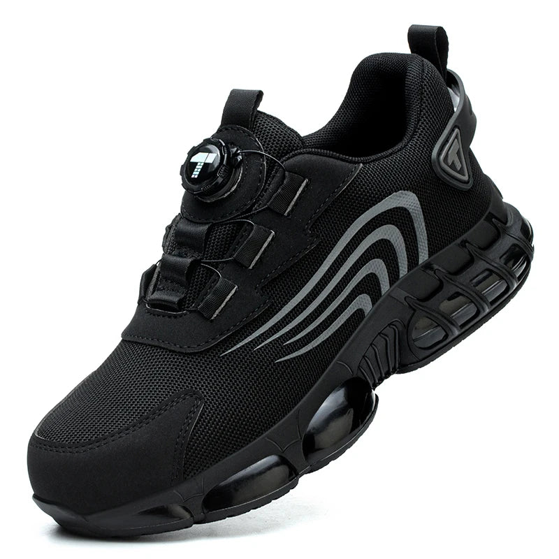 Rotary button safety shoes for men, anti-impact and anti-piercing work shoes, fashionable men's sports shoes, and safety pro