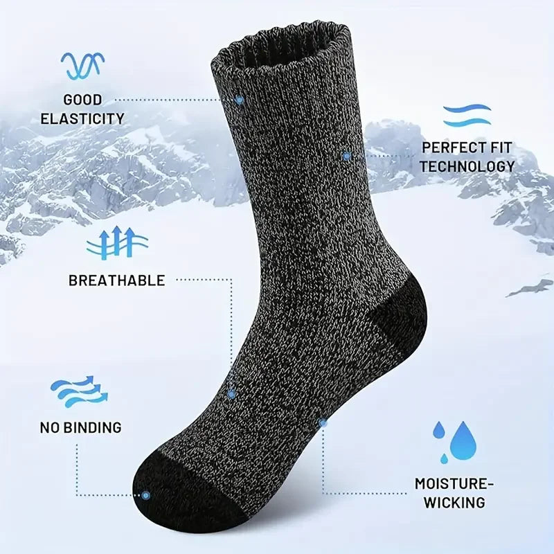 5 Pairs Men's Merino Wool Socks Thick Thermal Hiking Winter