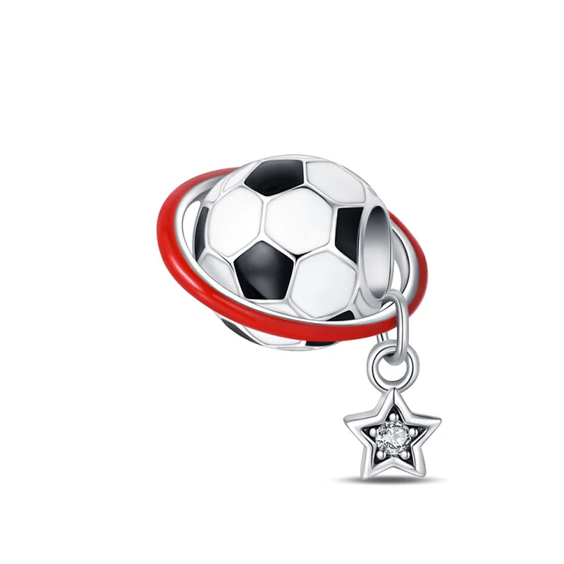 silver Dumbbell Badminn Soccer Charm Beads for Bracelet & Necklace Gift