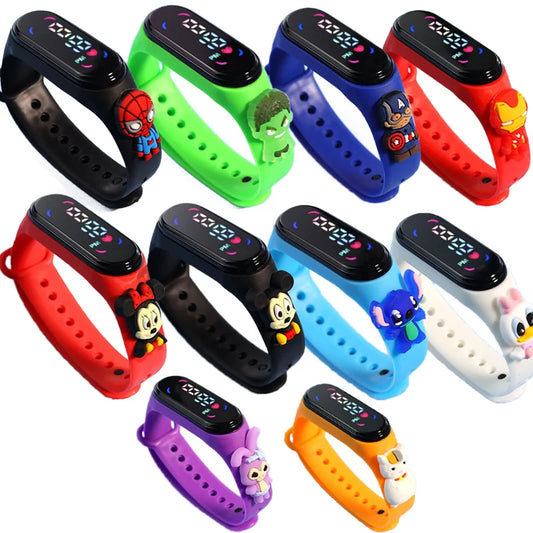 Kids LED Touch Watch Mickey Spiderman Sports Bracelet Waterproof