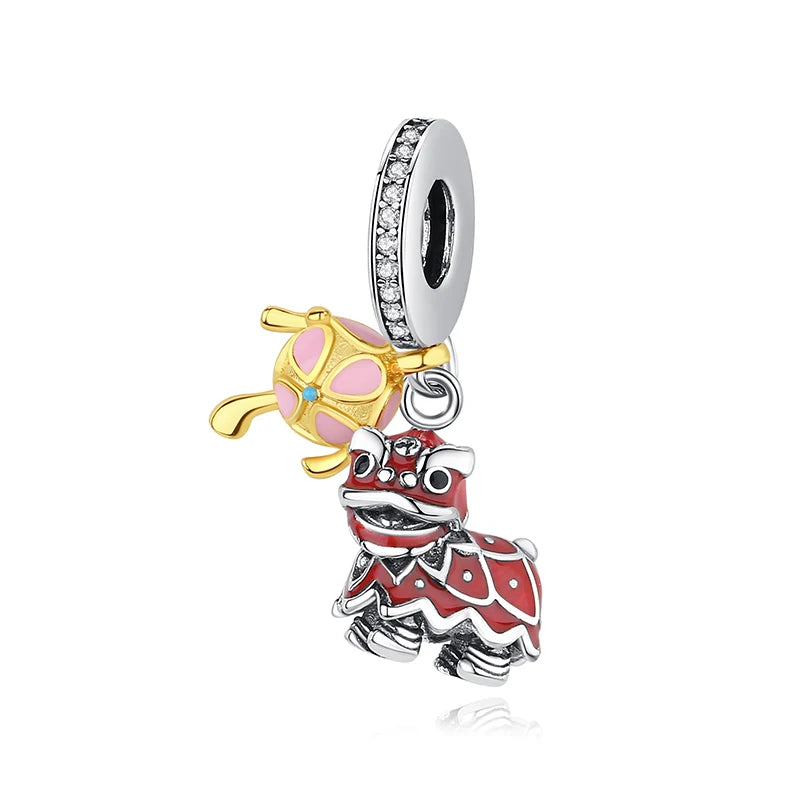 Silver Japanese Doll Fortune Cat Charm Bead for Bracelets