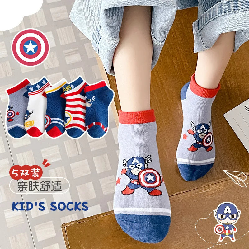 5 Pairs Kids Spiderman Socks Cartoon Boys Short Ankle 1-12Y Gift