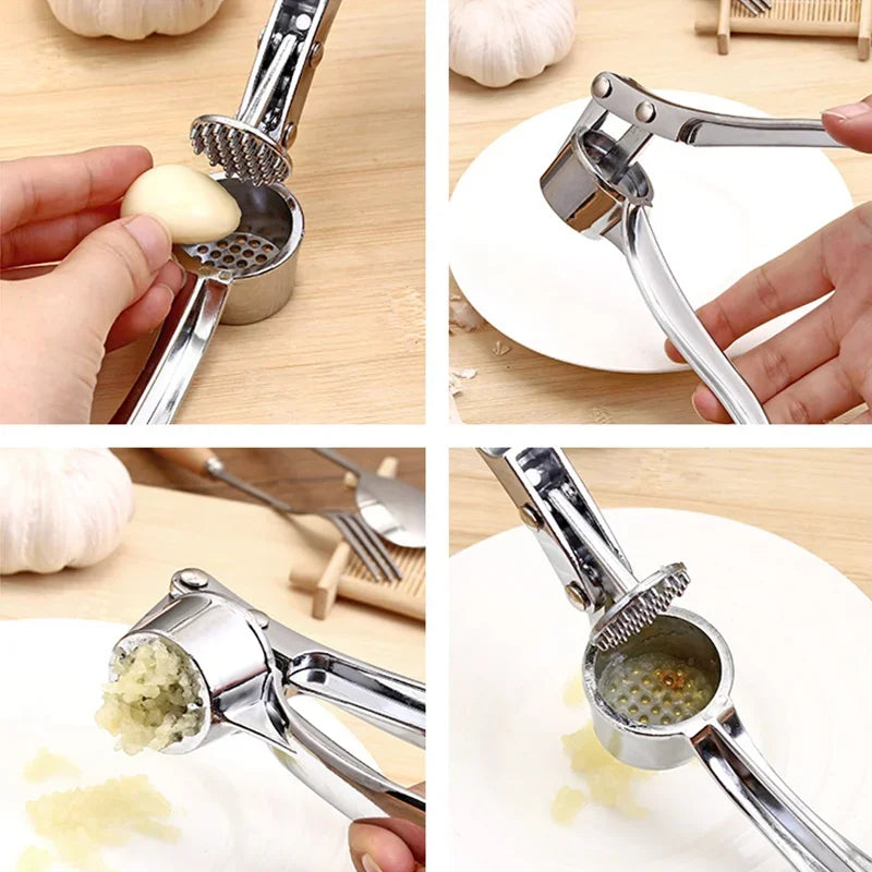 Stainless Steel Garlic Press Crusher Mincer Handheld Garlic Smasher Squeezer Manual P