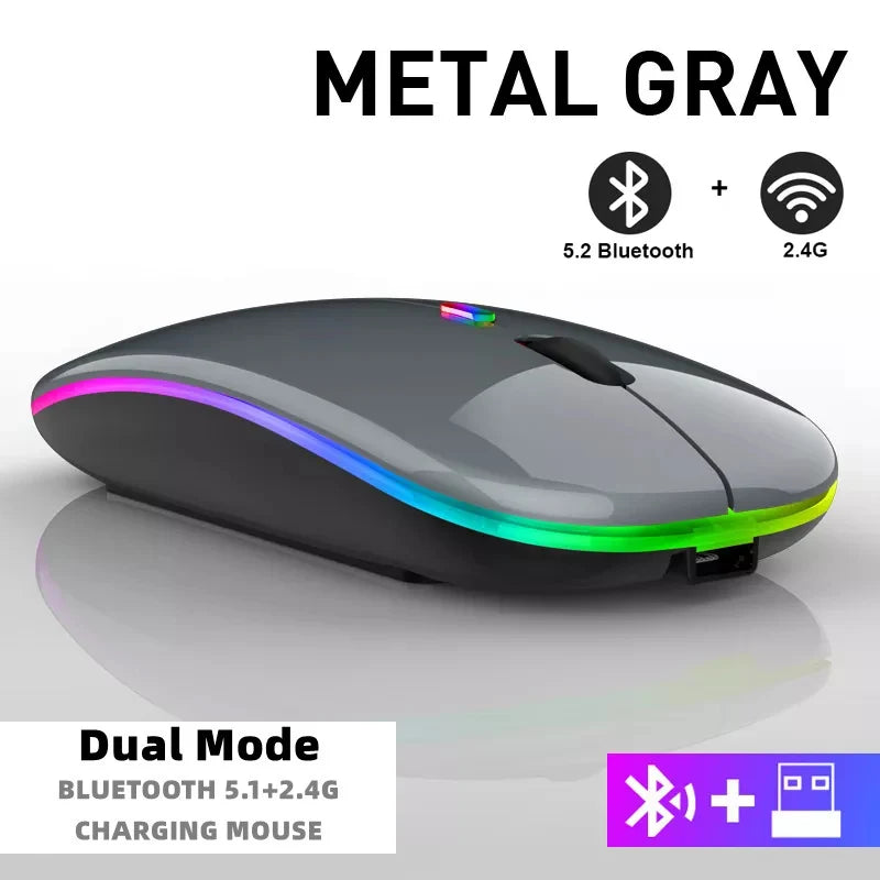 Bluetooth Wireless RGB Mouse Rechargeable for iPad PC Laptop Tablet Phone