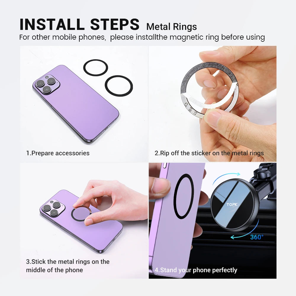 MagSafe Magnetic Car Phone Holder Mount for Dashboard & Windshield